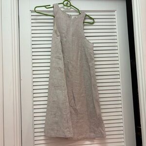 Vineyard Vines Sleeveless Linen Midi Dress in Light Taupe